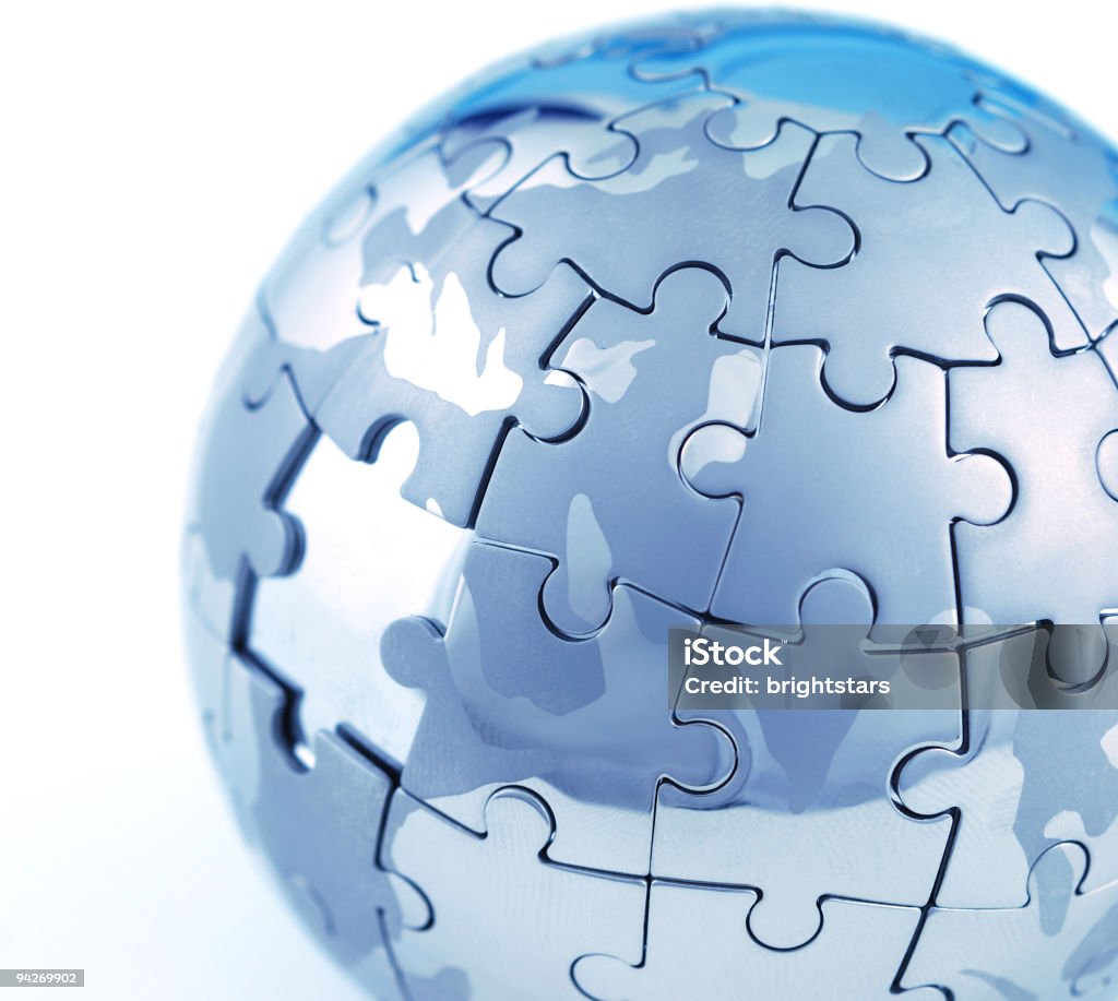 puzzle globo azul - Foto de stock de Rompecabezas libre de derechos