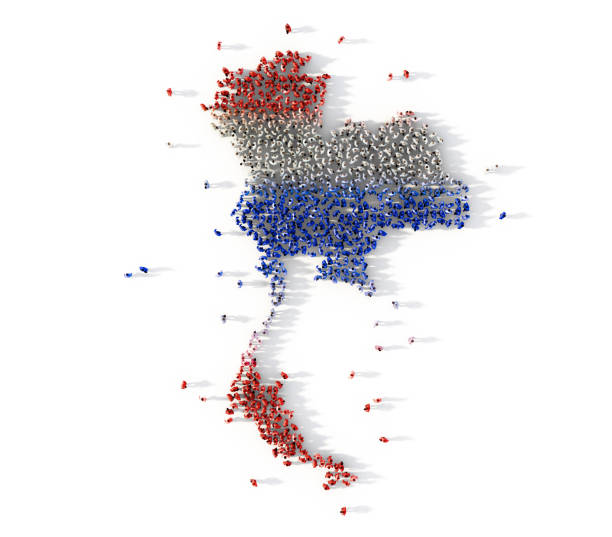istock Large group of people forming Thailand map concept. 3d illustration 942699394