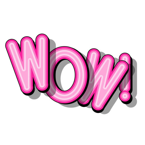 istock WOW - retro lettering with shadows on a white background. Vector bright illustration in vintage pop art style. 942703504