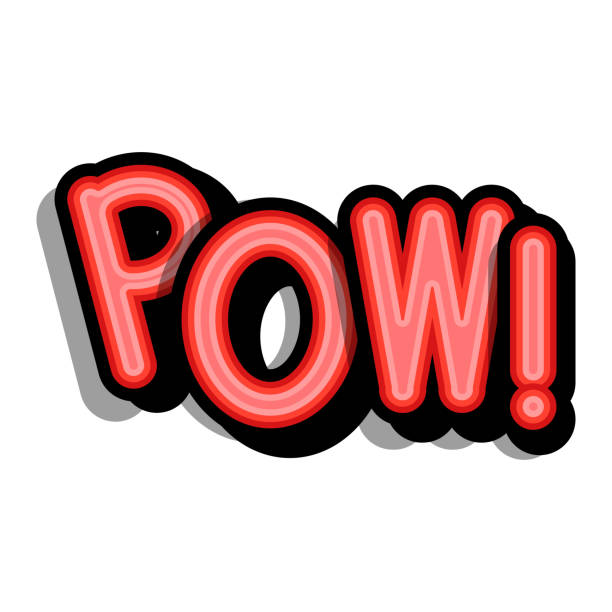istock Pow - retro lettering with shadows on a white background. Vector bright illustration in vintage pop art style. 942703778