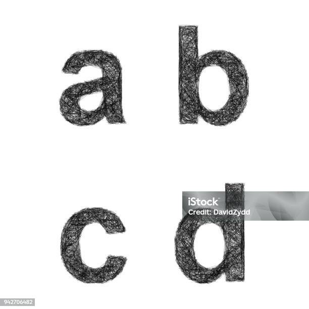 Sketch Font Set Lowercase Letters A B C D Stock Illustration - Download Image Now - Alphabet, Curve, Drawing - Activity