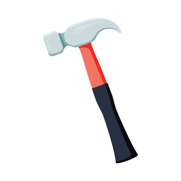 Carpenter hammer tool icon. Vector illustration in flat style. Construction equipment. Home repairs concept. Isolated on background. Construction works typical symbol. Industrial instrument.