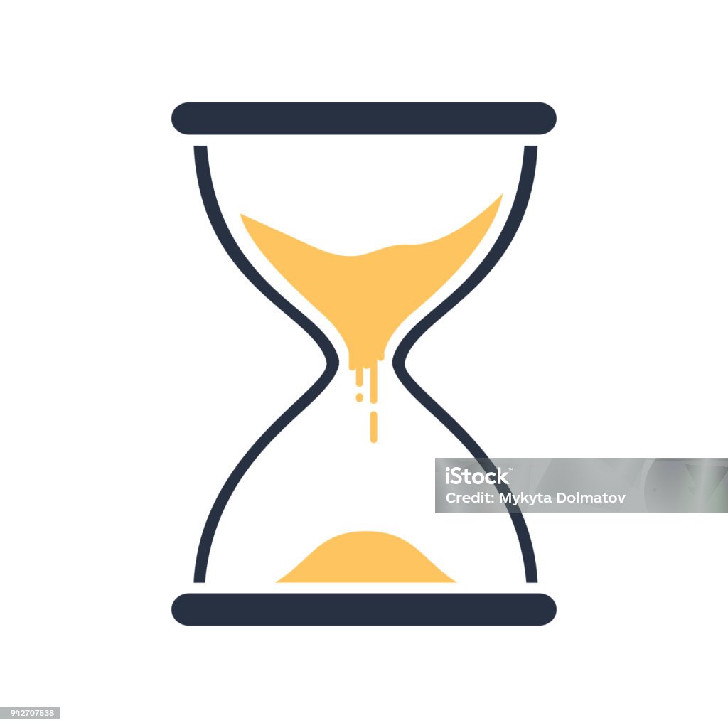 Muestra de vidrio de hora. Icono transparente del reloj de arena, reloj de arena de tiempo, sandclock diseño plano, vector ilustración eps10. - arte vectorial de Reloj de arena libre de derechos