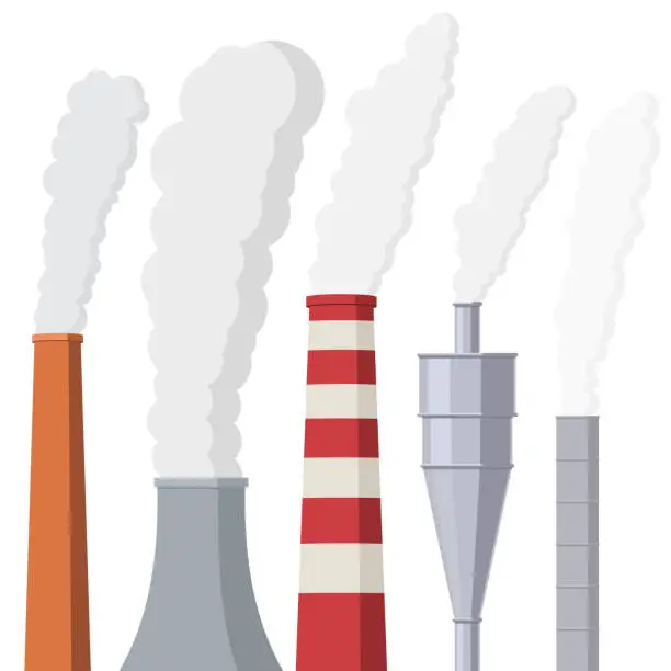 Vector illustration of Smoke from the factory pipes