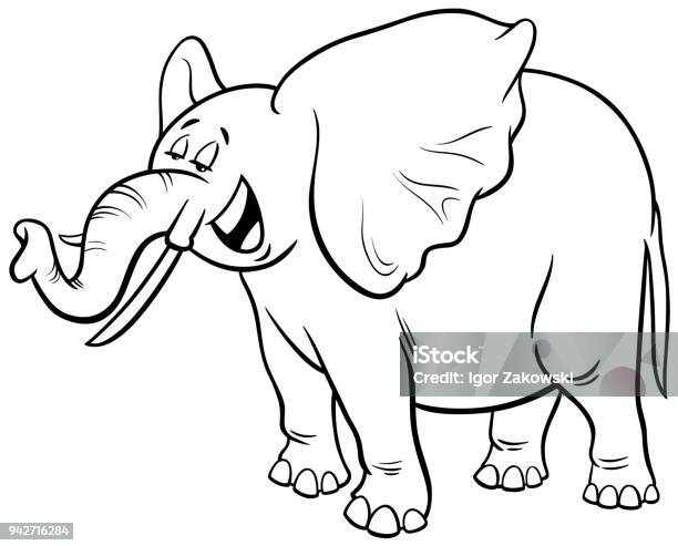 African Elephant Cartoon Character Coloring Book Stock Illustration - Download Image Now - Coloring, Elephant, Animal