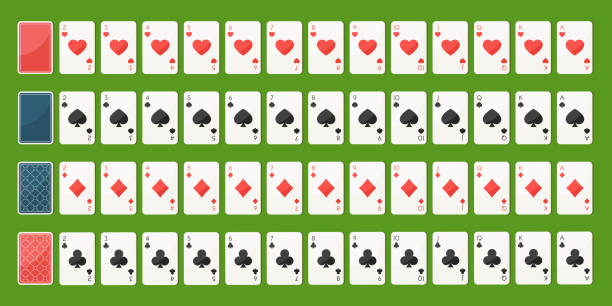 ilustrações de stock, clip art, desenhos animados e ícones de poker playing cards, full deck - poker cards royal flush heart shape