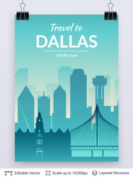 Dallas famous city scape. vector art illustration