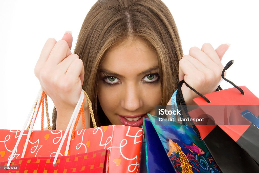 Ragazza felice Shopping - Foto stock royalty-free di Adulto