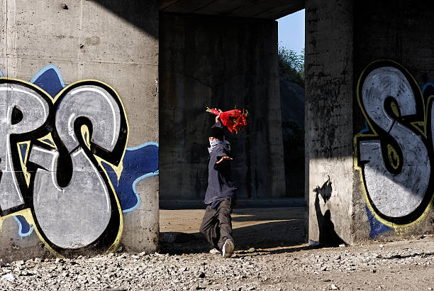 istock Hooligan throwing flowers at the camera 94272010