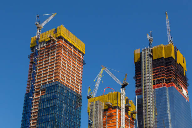 istock Facade of skyscrapers during construction, New York. 942728970
