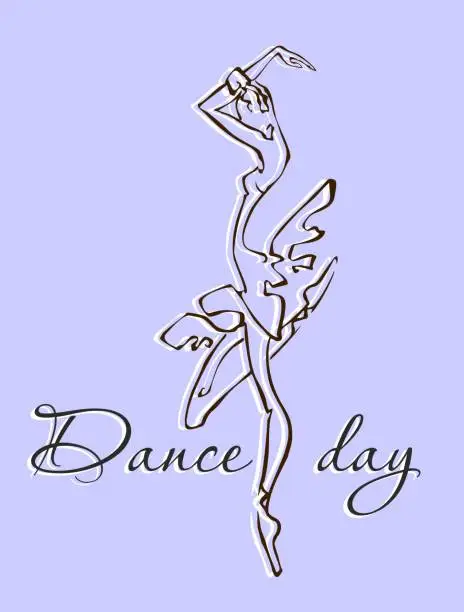 Vector illustration of The day of the dance . Greeting card. Dance festival. Ballerina. Logo. Vector.