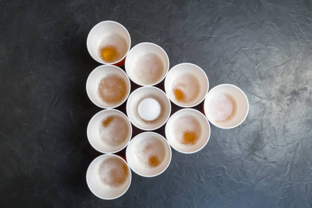 istock Beer pong. Popular game at parties. Place for your text. 942736904