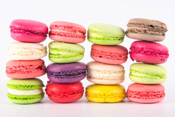 istock set of colorful macaron cookies, on white background 942739596
