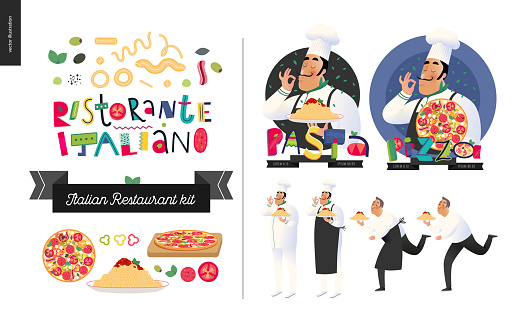Italian Restaurant Graphics Romatic Italian Restaurant Set Stock Illustration - Download Image Now - Chef ...