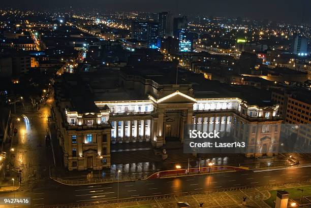 Nigth View On Palacio De Jvsticia At Lima Peru Stock Photo - Download Image Now - Building Exterior, Built Structure, Capital Cities
