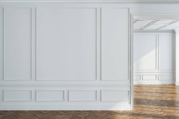 istock White empty room interior, wooden floor, wall 942746786