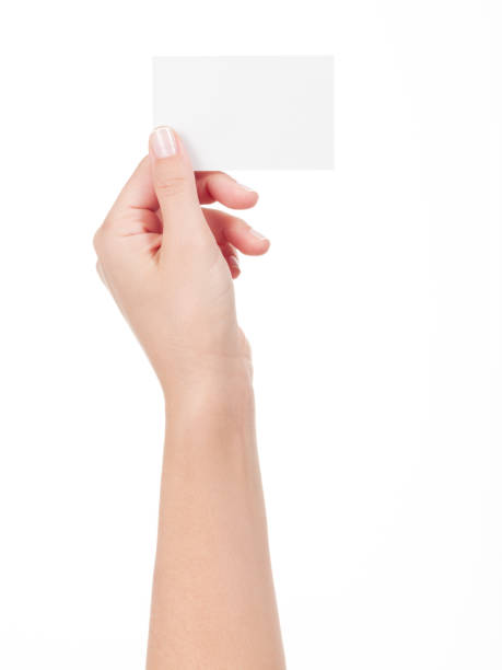 istock Woman Hand holding an empty business card 942752270