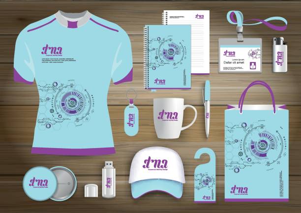 istock Gift Items business corporate identity, Vector abstract Color promotional souvenirs design with origami elements for diagonal lines. link digital technology company Stationery set, 942755660