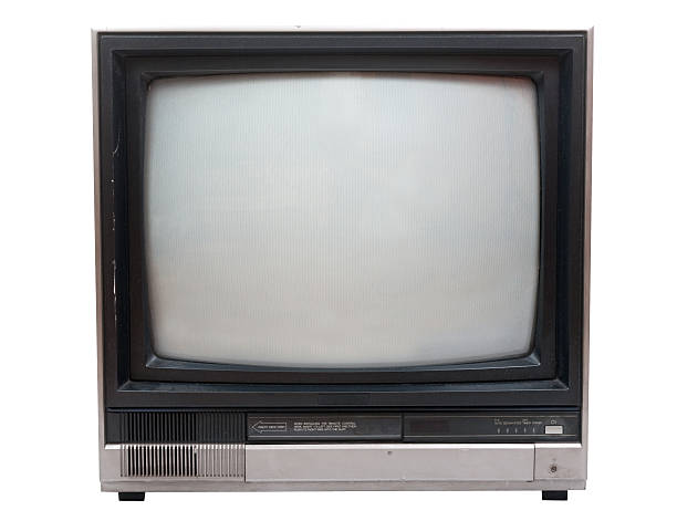 istock Very old TV set isolated over white in studio. 94275701