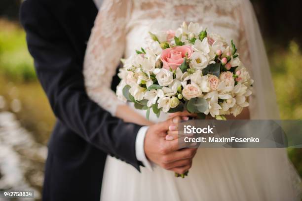 Close Up Photo Of A Bridegroom Embracing A Bride Stock Photo - Download Image Now - Adult, Adults Only, Beautiful People