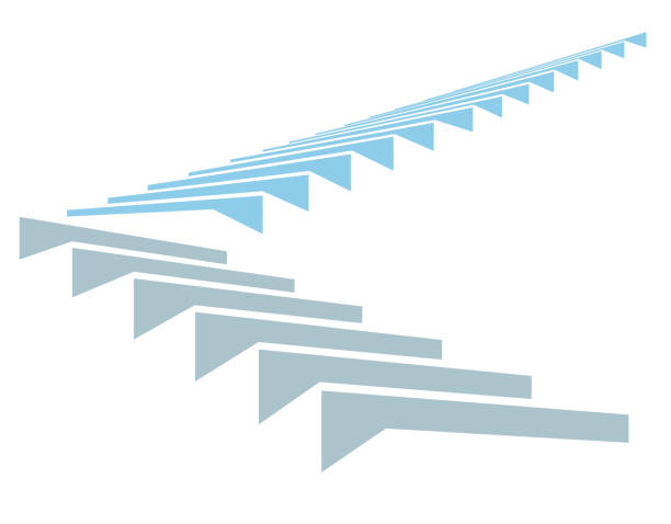 treppe im himmel ist ein symbol für wachstum und entwicklung - stufen stock-grafiken, -clipart, -cartoons und -symbole