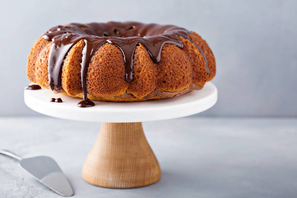 istock Vanilla bundt cake with chocolate glaze 942764784