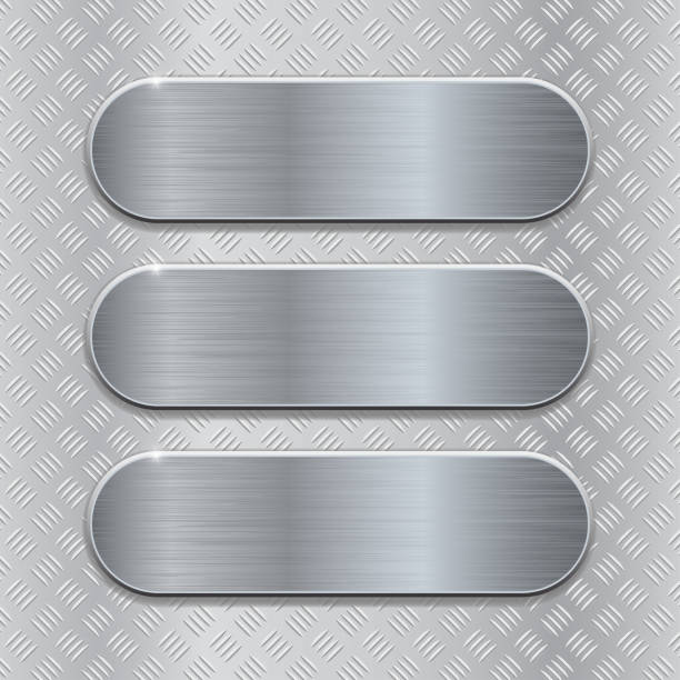 metall-platten auf anti rutsch metallische oberfläche gebürstet - number 3 number plate metal stock-grafiken, -clipart, -cartoons und -symbole