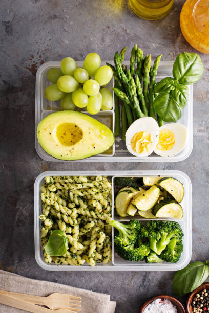 istock Vegetarian meal prep containers with pasta and vegetables 942768904