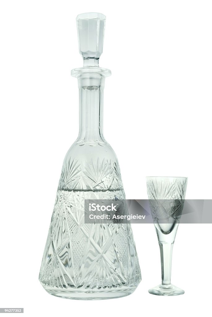 crystal Garrafa de água com um copo de vinho - Royalty-free Aperitivo Foto de stock