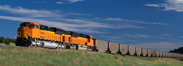 Coal train ascending hill in Colorado