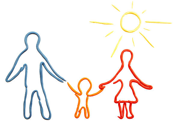 plasticine silhouette of family