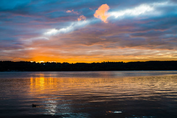 Sunset over lake near Munich, Germany