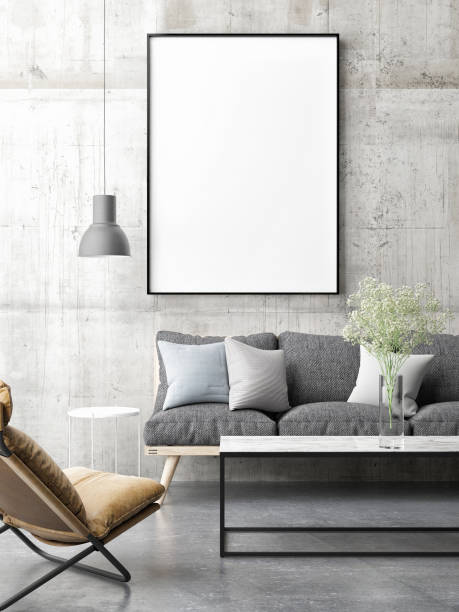 istock Canvas Mock up minimal Scandinavian design, living room 942781944