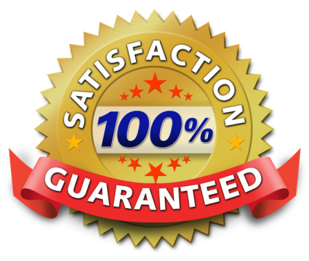 Satisfaction guaranteed seal with banner.