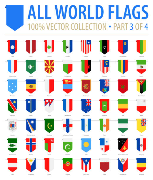 ilustrações, clipart, desenhos animados e ícones de mundial bandeiras - icons vector bookmark vertical plana - parte 3 de 4 - netherlands symbol flag button