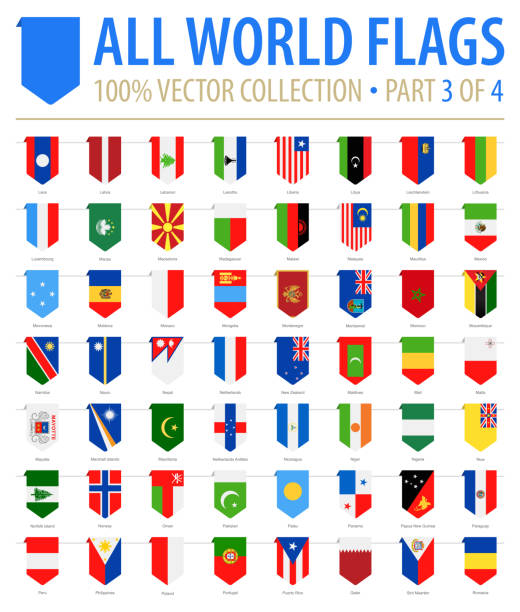 флаги мира - вектор вертикальные закладки плоские иконки - часть 3 из 4 - netherlands symbol flag button stock illustrations