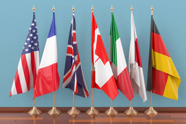 istock Flags of all members G7, 3D rendering 942799426