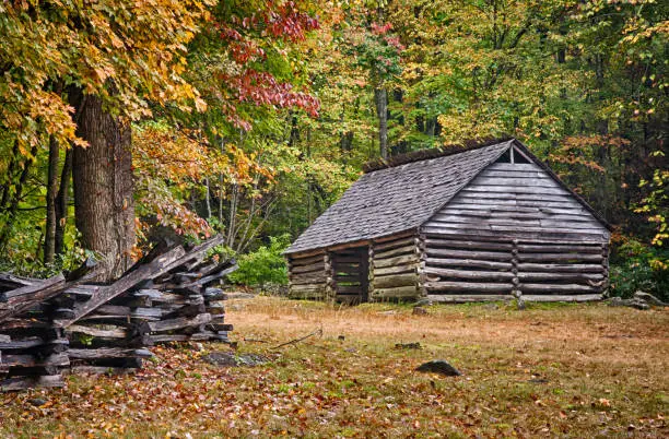 Rustic log cabin in the Great Smoky Mountains