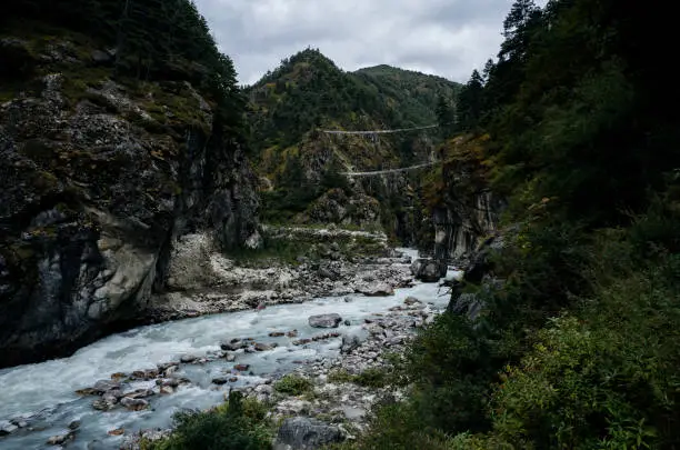 Bridges on the road to Everest Base Camp in Nepal