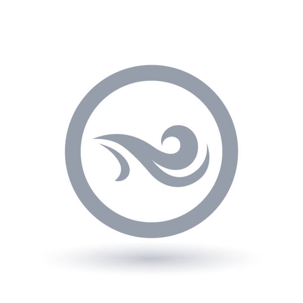 Fresh wind icon in circle. Air flow symbol. Fresh wind icon in circle outline. Air flow symbol. Wind breeze sign. Vector illustration. breath vapor stock illustrations