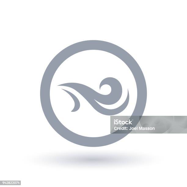 Fresh Wind Icon In Circle Air Flow Symbol Stock Illustration - Download Image Now - Icon Symbol, Wind, Breath Vapor