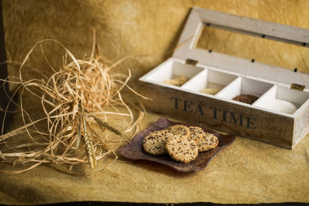 istock Fresh cookies with sesame on plate 942825482