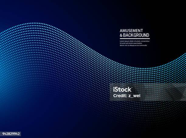 Blue Ripple Particle Background Stock Illustration - Download Image Now - Spotted, Connect the Dots, Wave Pattern