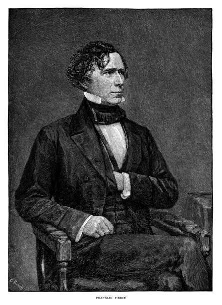 Franklin Pierce Franklin Pierce - Scanned 1887 Engraving franklin pierce stock illustrations