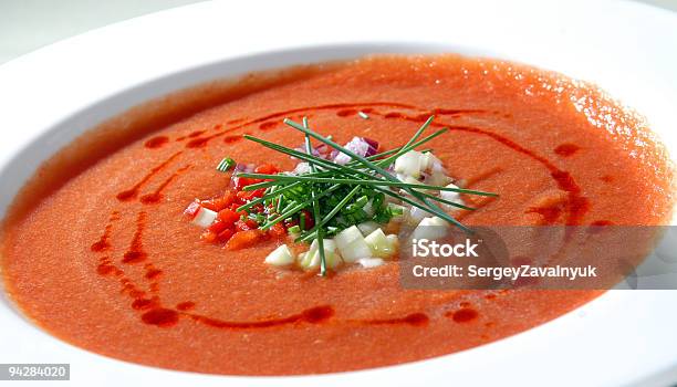 The Spanish Tomato Soup Gazpacho Stock Photo - Download Image Now - Bowl, Cheese, Close-up