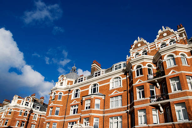 Elegant Red-Brick House at London.  window chimney london england residential district stock pictures, royalty-free photos & images