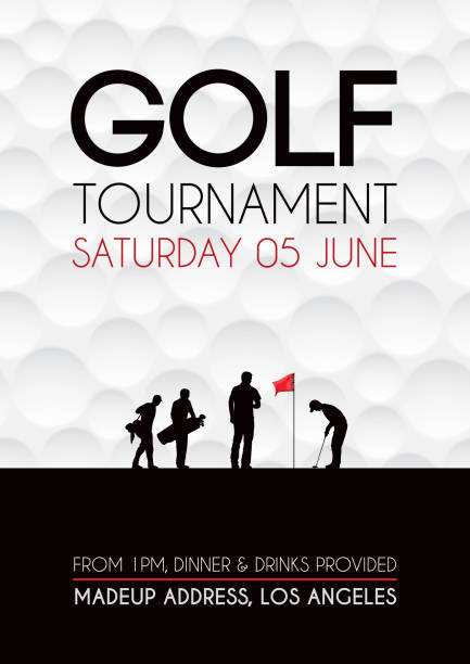 ilustraciones, imágenes clip art, dibujos animados e iconos de stock de cartel de golf tournament - golf