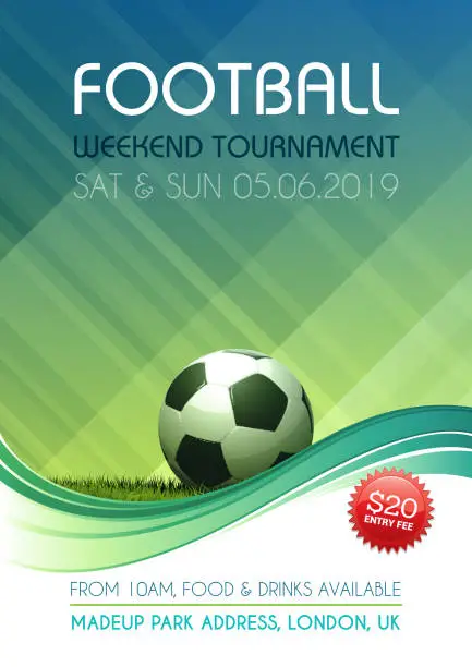 Vector illustration of Football, Soccer tournament poster