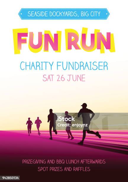 Running Competition Poster Stock Illustration - Download Image Now - Marathon, Flyer - Leaflet, Running