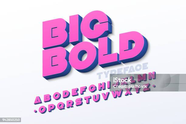 Bold 3d Font Stock Illustration - Download Image Now - Typescript, Three Dimensional, Text